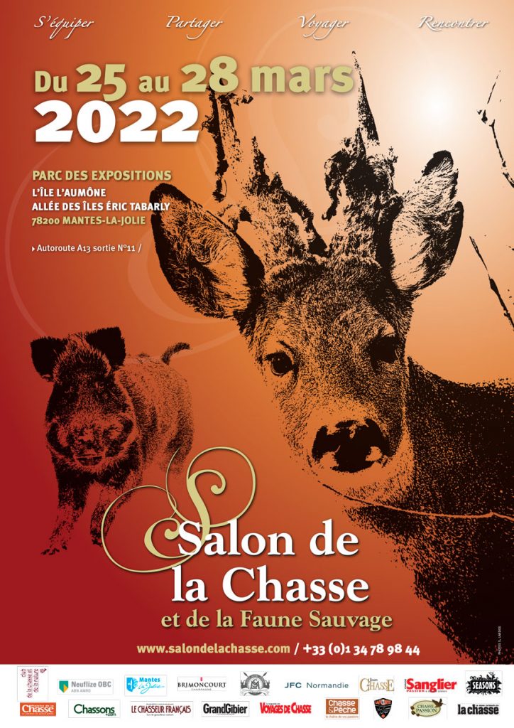 Affiche salon chasse et faune sauvage à mantes-la-jolie mars 2022